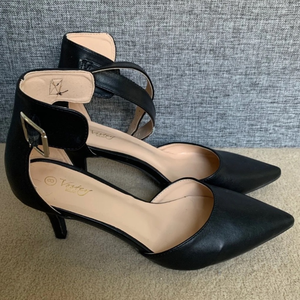 Black leather heels
